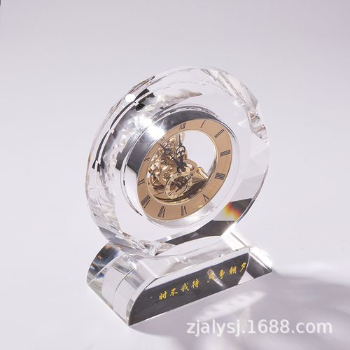 源头工厂水晶钟表时钟摆件时钟办公桌面摆台简约家居装饰品